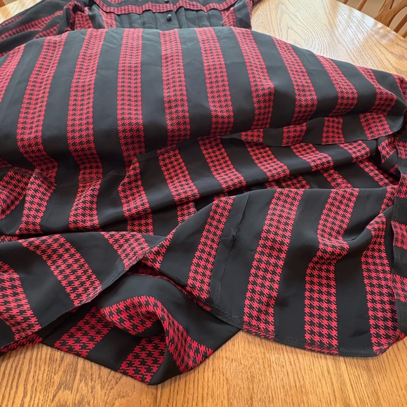 Nipon Boutique Black Red Pleated Silk Dress Vintage Size 12 Measurements - Picture 6 of 11